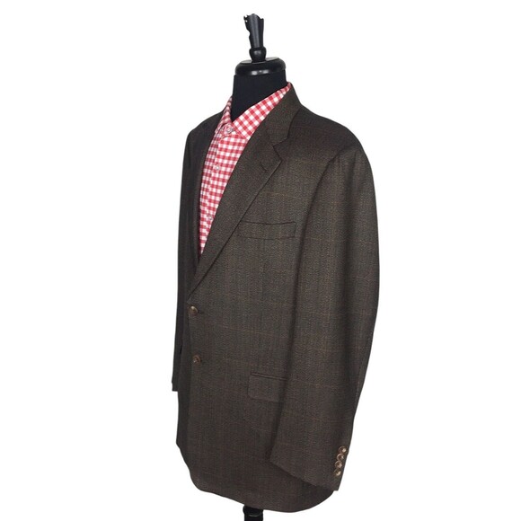 Hickey Freeman Canterbury Tweed Brown/Black Sport Coat Blazer Jacket 44R